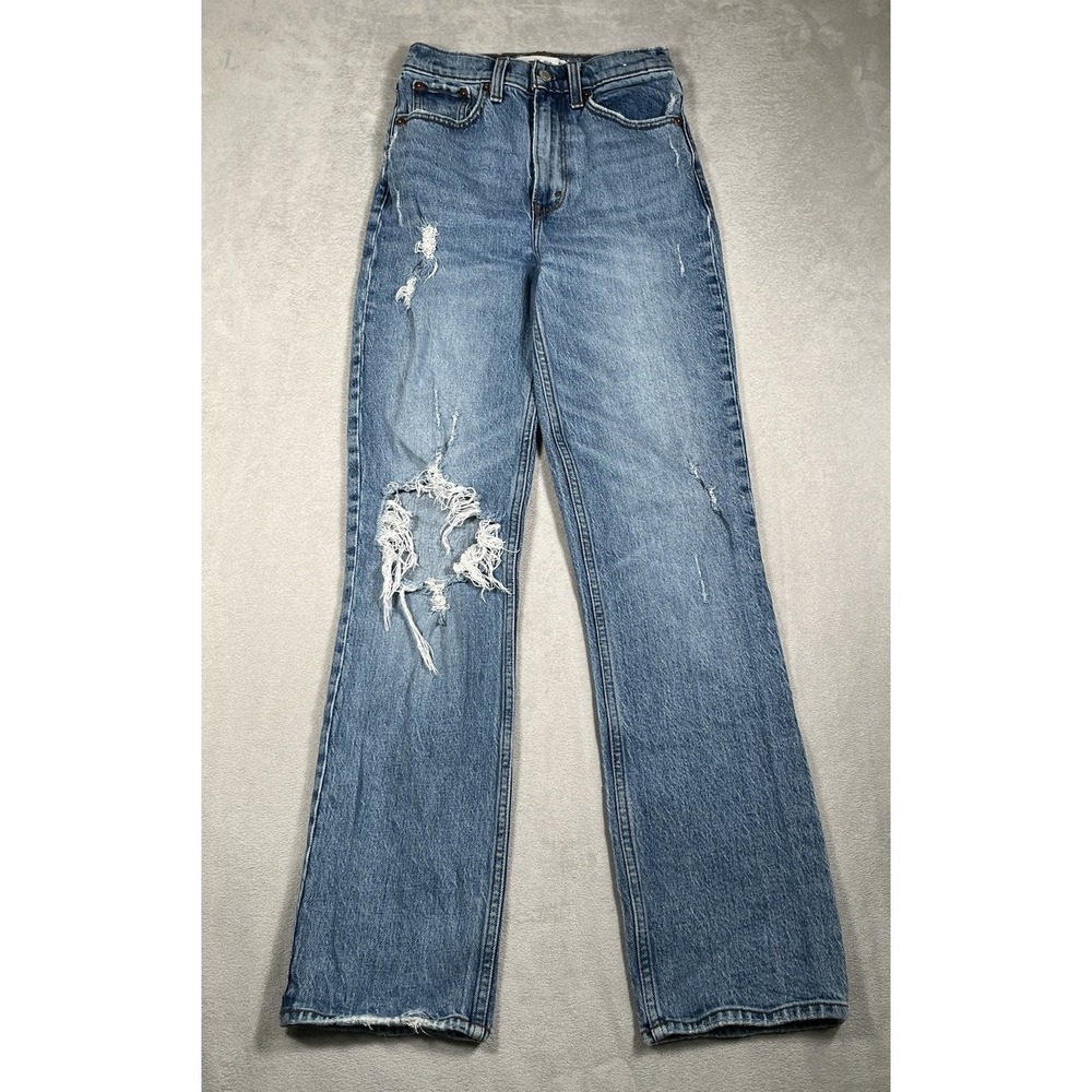 Abercrombie Fitch The 90's Straight Ultra High Rise Jeans Size‎ 24/00 Distressed